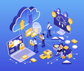 Cloud computing services composition in isometric style