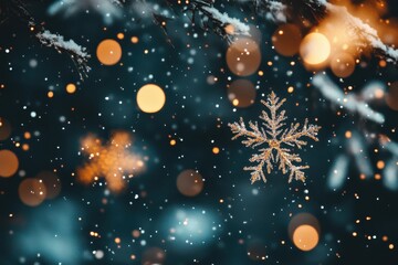 Poster - Floating ice crystals and fuzzy illumination animation on a dim background