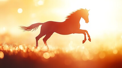 Wall Mural - A silhouetted horse leaping against a bright background, showcasing grace and motion.