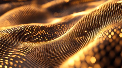 Poster - Golden lines form an intricate mesh pattern, giving an abstract background a feeling of complexity and elegance.