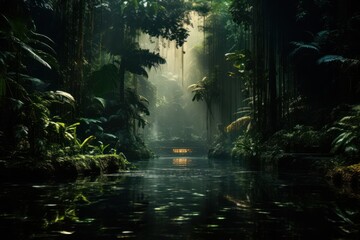 Wall Mural - Rainforest tropical outdoors woodland.