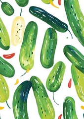 Poster - Green Pickles Pattern.