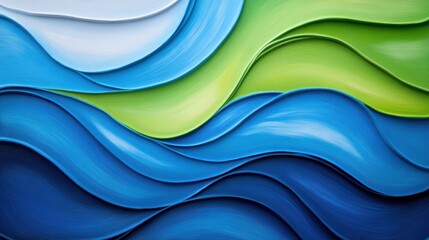 Canvas Print - A close up of a painting with waves in different colors, AI