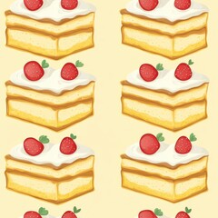 Wall Mural - Strawberry Cake Pattern.