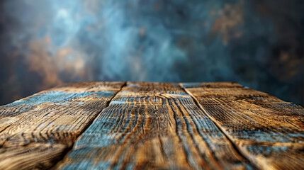 Poster - A simple, rustic wooden table with a slightly rough texture and natural wood grain,