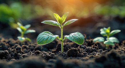 Aufkleber - Young plant growing from soil. Generative AI.