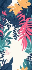 Wall Mural - Tropical Leaves Frame.