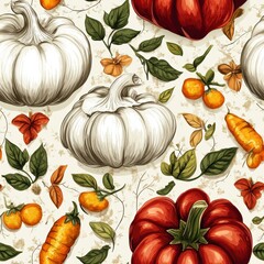 Wall Mural - Autumn Harvest Seamless Patter