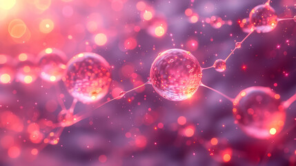 Poster - An artistic neural network with dopamine molecules depicted as glowing, radiant orbs connected by light threads,