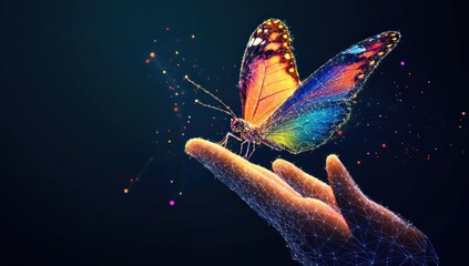 Digital Butterfly on a Hand