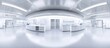 © MetaPixel - 360 degree panoramic view of a spacious minimalist modern technology lab interior featuring a clean and empty design rendered in 3D