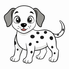 Sticker - cute baby dalmatian dog clear outline vector illustration