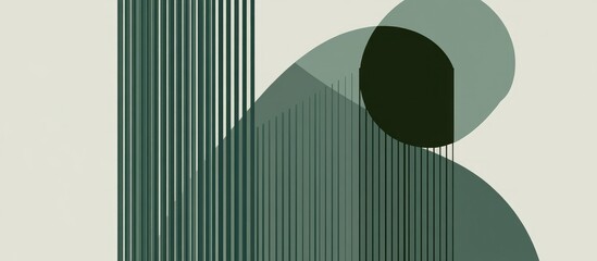 Wall Mural - Minimalist illustration featuring green hues created with straight lines