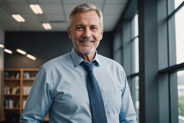 Wall Mural - happy mid aged older business man executive standing in office