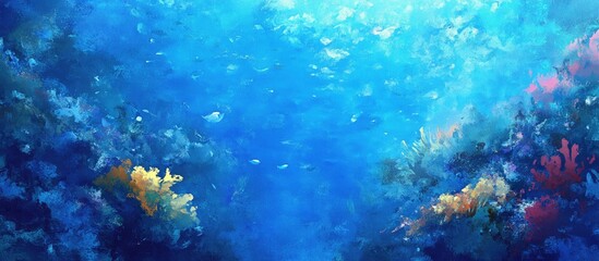 Poster - Underwater blue sea background painting