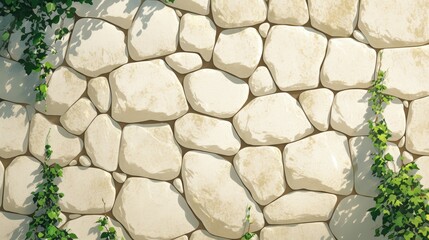 Poster - Artwork depicting a white wall constructed from smooth stones