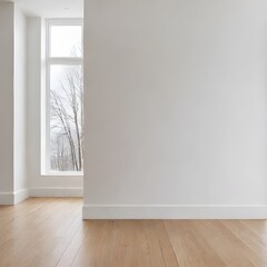 Empty living room with blank white wall