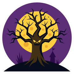 Poster - Halloween tree vector illustration