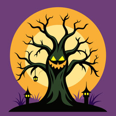 Wall Mural - Halloween tree vector illustration