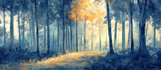 Illustration of a forest painting perfect as a background for interior projects frescoes wallpapers murals posters home decor cards and packaging