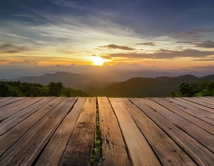 View of a wooden floor and the front overlooking the sunset 