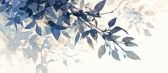 Canvas Print - Abstract painting featuring blurred shadows of leaves on a white background