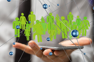 Fototapete - Global network. Blockchain. 3D illustration. Neural networks and artificial intelligence. Abstract