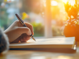 Person writing on a notebook, V2, 4K