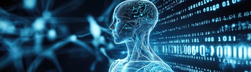 dark background digital x-ray human body holographic scan projection 3D rendering