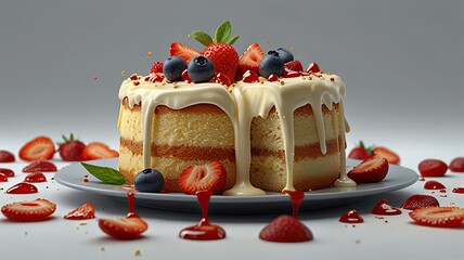 Strawberry Delight: A delectable cake with fresh strawberries, perfect for a sweet treat