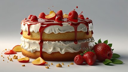 Strawberry Delight: A delectable cake with fresh strawberries, perfect for a sweet treat