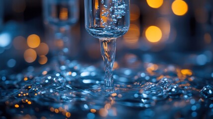 Canvas Print - Water Glass with Bubbles