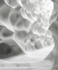 Poster - Hypnotic White Abstract 3D Background with Organic Shapes and Fluid Forms for Modern Design Concepts