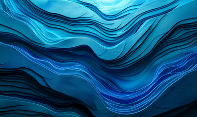 Wall Mural - Abstract 3D Waves in Blue and Turquoise Tones, Dynamic Fluid Lines Creating A Flowing Motion, Ideal For Modern Backgrounds, Visualizations, Concept Designs, and Artistic Inspirations