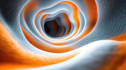 Wall Mural - Abstract representation of a swirling tunnel with orange and blue hues.