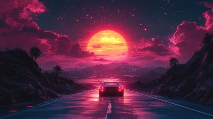 Poster - Retro Sunset Drive