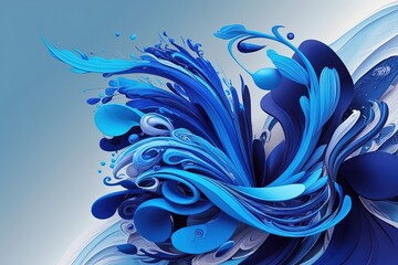 A vibrant abstract digital art representation dominated by various shades of blue