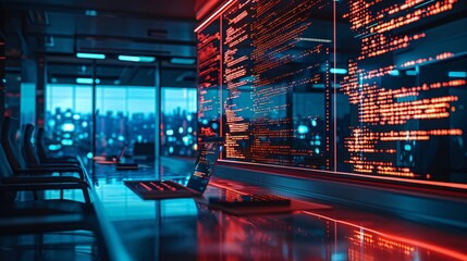 digital AI data office background with information	