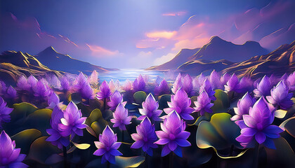 Wall Mural - beautiful purple water hyacinths