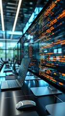 digital AI data office background with information	