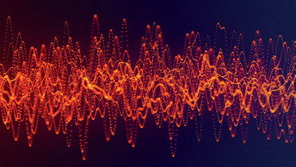 Poster - Music abstract background. Equalizer for music. Abstract digital wave of particles. Visualization of sound waves. Technology or science banner. Vector illustration.