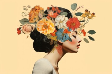 Wall Mural - elegant floral portrait illustration