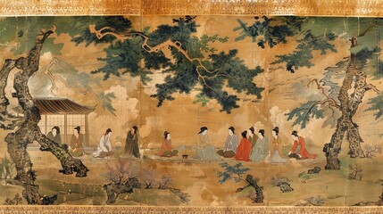 Wall Mural - Asian scroll painting wallpaper