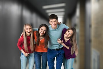 Canvas Print - A diverse group of students friends have fun