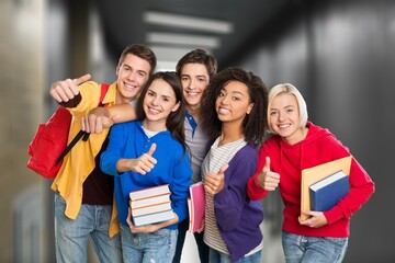 Canvas Print - A diverse group of students friends have fun