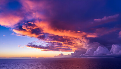 Wall Mural - vibrant cloud formations sunset hues purple orange pink