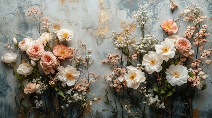 Poster - Floral Arrangement on a Rustic Background