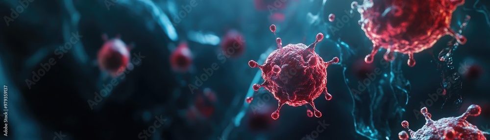 Close-up view of a virus with intricate details, showcasing its ...