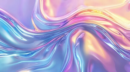 Fototapete - Vibrant swirls of liquid textures flow together, showcasing smooth movement and a blend of pastel colors under gentle lighting, creating a tranquil and inviting atmosphere