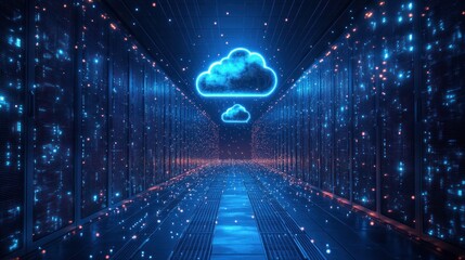 Wall Mural - Cloud Computing in Server Room